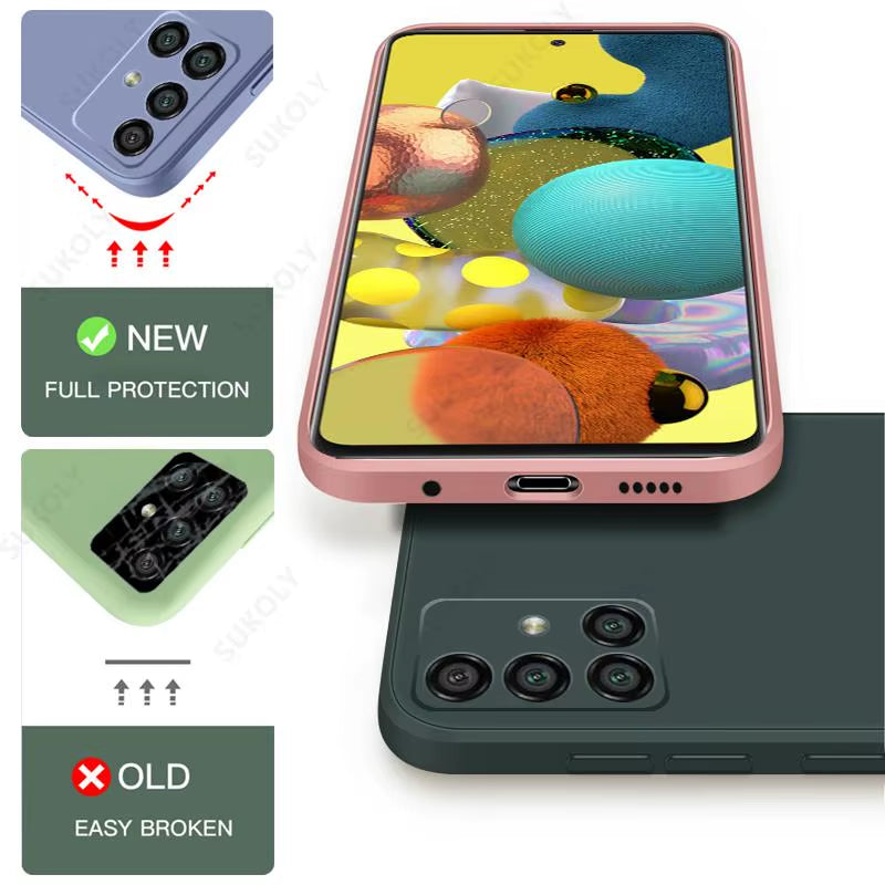 Liquid Silicone Case for Samsung Galaxy S25 Edge S24 S25 FE S23 S22 Ultra plus A56 A17 A16 A54 A53 A55 Camera Protect Soft Cover