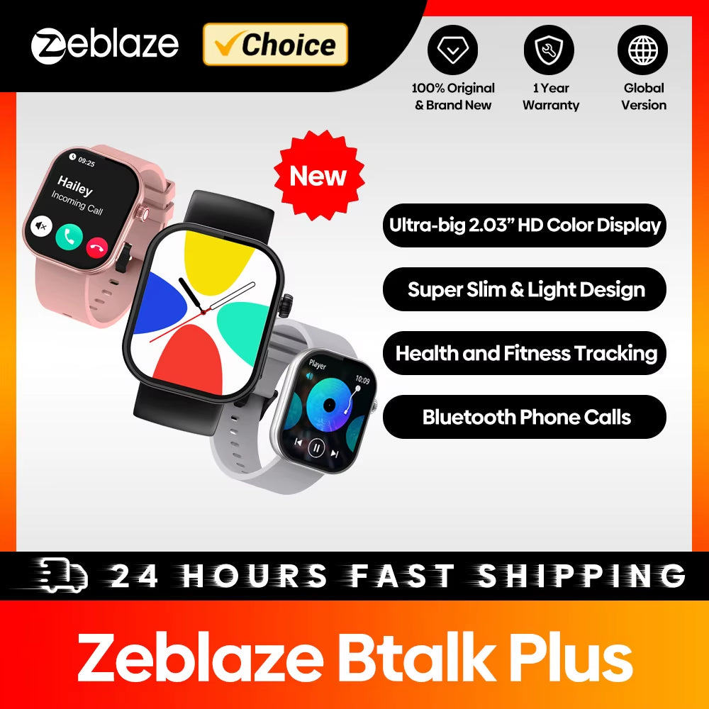 New  Btalk plus Voice Calling Smartwatch 2.03'' HD Color Display Health and Fitness Tracking Smart Watch for Men Women
