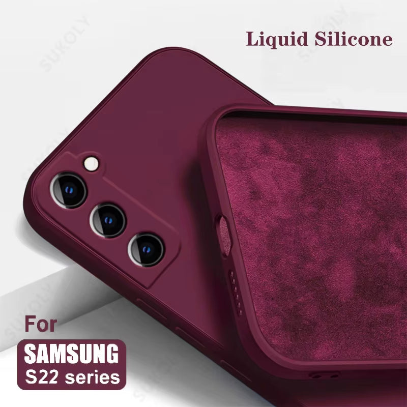 Liquid Silicone Case for Samsung Galaxy S25 Edge S24 S25 FE S23 S22 Ultra plus A56 A17 A16 A54 A53 A55 Camera Protect Soft Cover