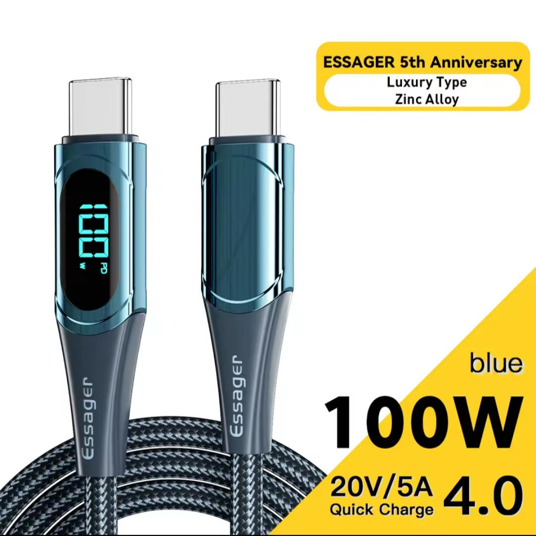 USB Type C to USB C Cable 100W/5A PD Fast Charging Charger Wire Cord for Macbook Xiaomi Samsung Type-C USBC Cable 2M